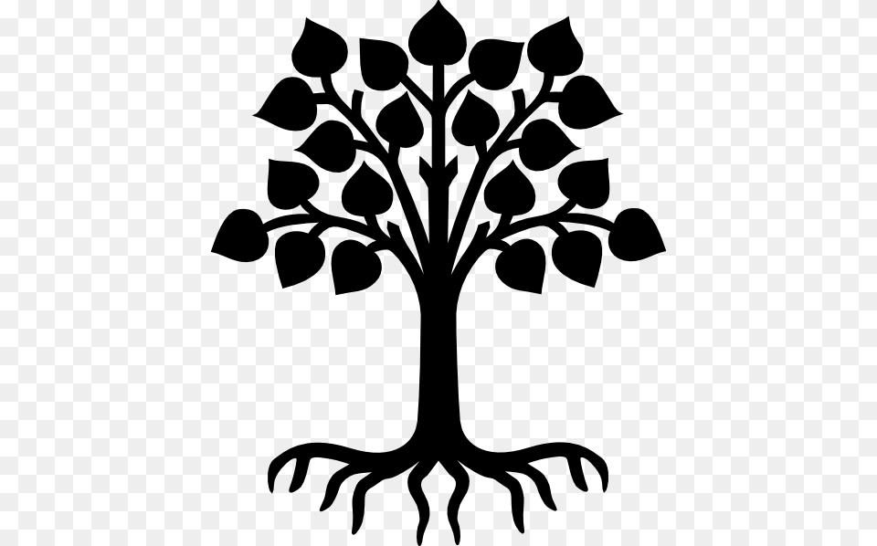 Stencil Designs Oak Tree With Roots, Silhouette, Art Free Png Download