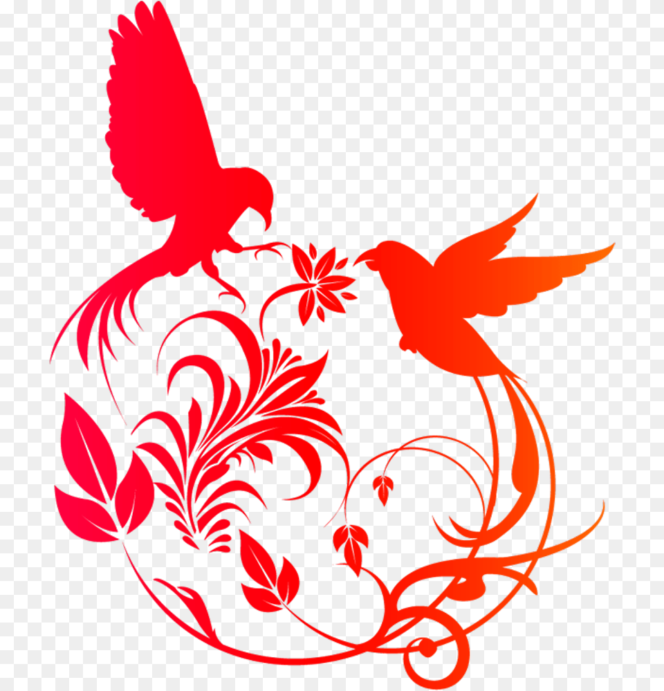 Stencil Flower And Birds Clipart Swirl Birds, Art, Floral Design, Graphics, Pattern Free Png Download