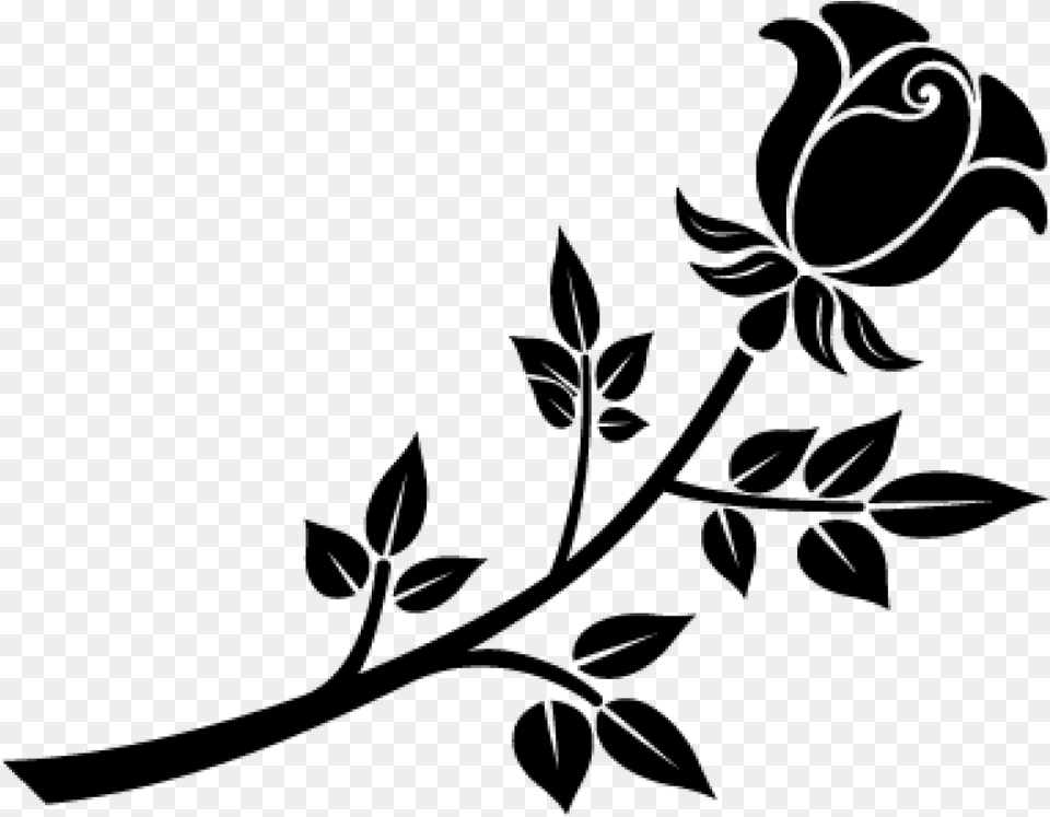 Stencil Rose Silhouette Flowers Photos For Photoshop, Gray Free Png Download