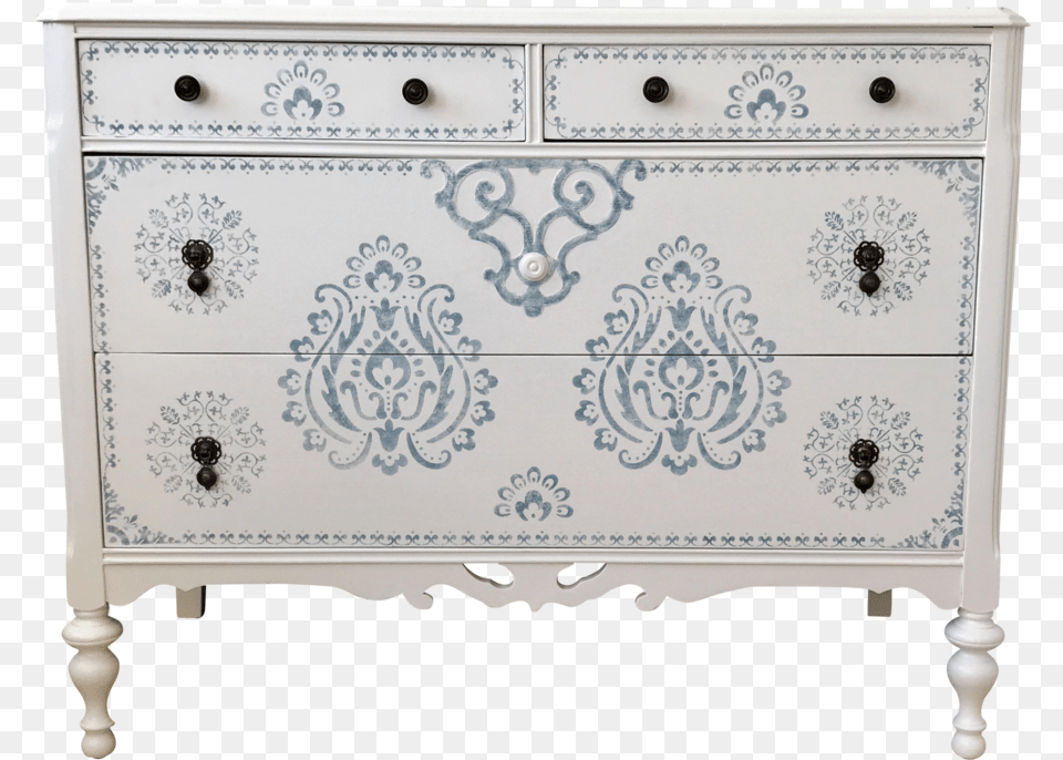 Stenciled Dresser Chest Of Drawers, Cabinet, Drawer, Furniture, Sideboard Free Transparent Png