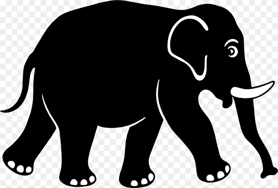 Step By Step How To Draw An Elephant Head Black And White Elephant, Animal, Mammal, Wildlife, Bear Png