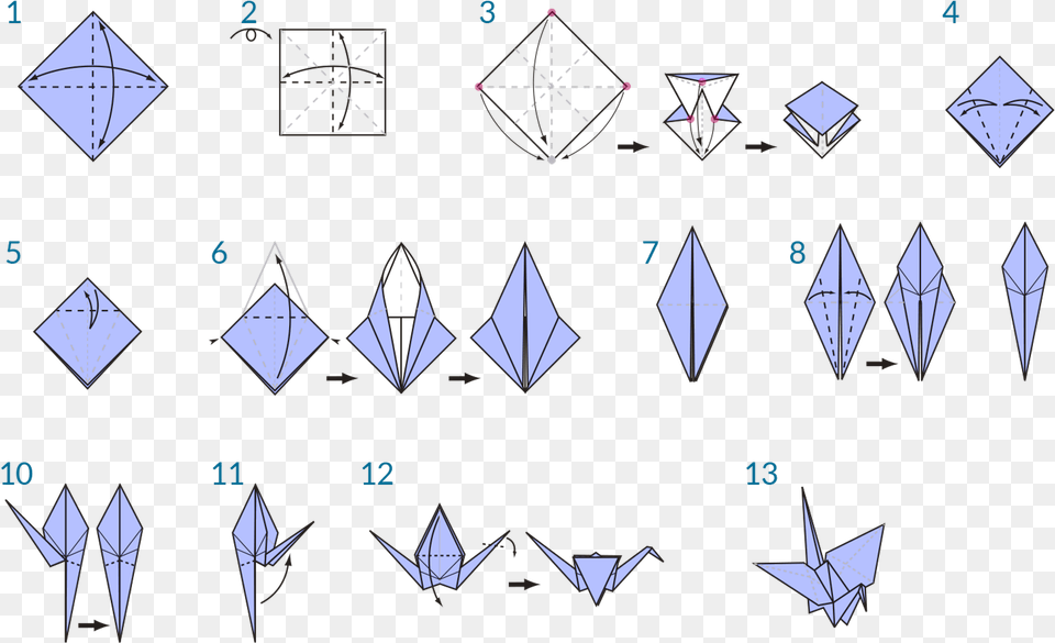 Step By Step Origami Crane Instructions, Art, Paper, Toy Free Png