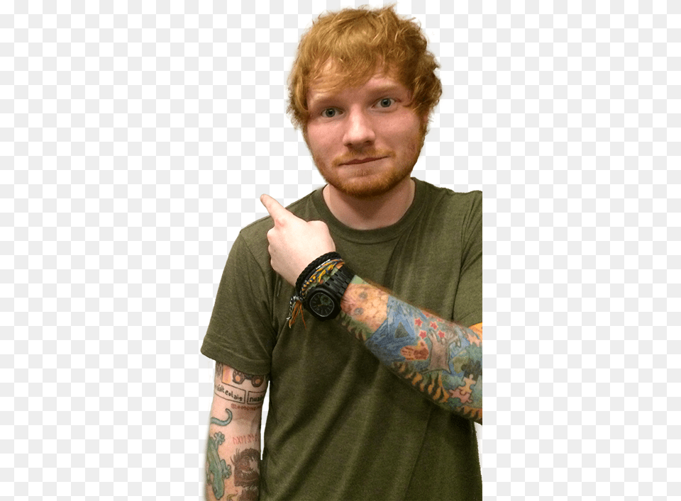 Step In The Photograph Booth With Ed Sheeran Only Ed Sheeran With Cat Transparent, Tattoo, Skin, Person, Arm Free Png Download