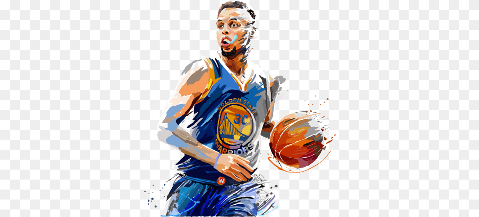 Stephen Curry Golden State Warriors Painting Stephen Curry Fan Art, Adult, Male, Man, Person Free Png Download