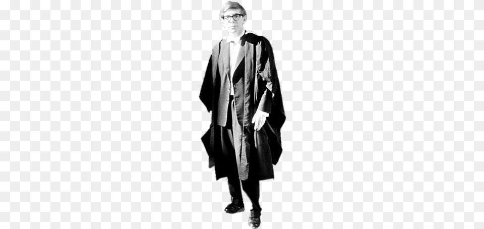 Stephen Hawking At Oxford Graduation Stephen Hawking Before Chair, Clothing, Coat, Fashion, Overcoat Png Image