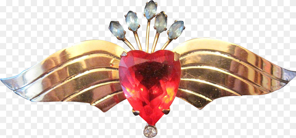 Sterling Coro Broach Pin Wgold Plate Wings Amp Heart Tulip, Accessories, Jewelry, Brooch, Appliance Free Transparent Png