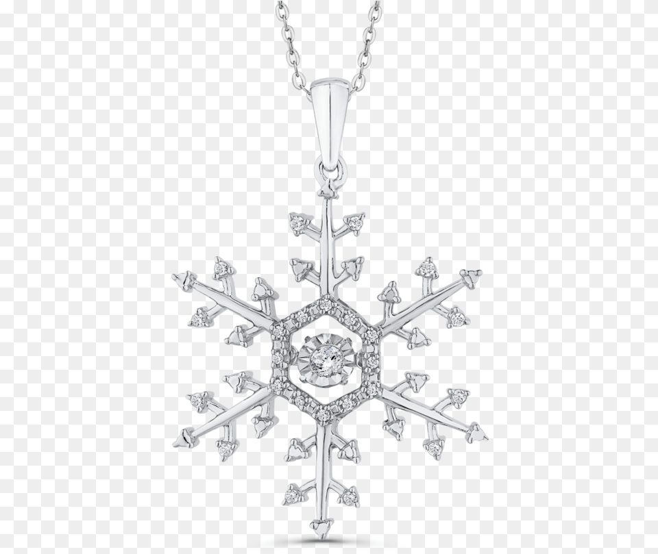 Sterling Silver 15 Ct Round Diamond Snowflake Pendant Cow, Accessories, Nature, Outdoors, Cross Free Png Download
