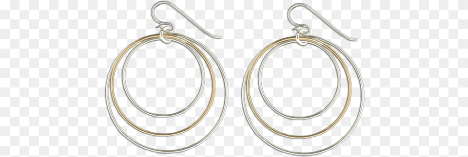 Sterling Silver And Gold Filled Triple Open Circle Earrings, Accessories, Earring, Jewelry, Hoop Png
