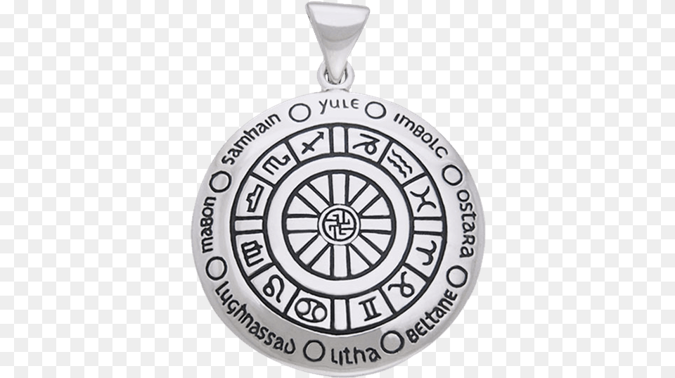 Sterling Silver Astrological Year Wheel Pendant Wheel Of The Year, Accessories, Jewelry, Locket Free Transparent Png