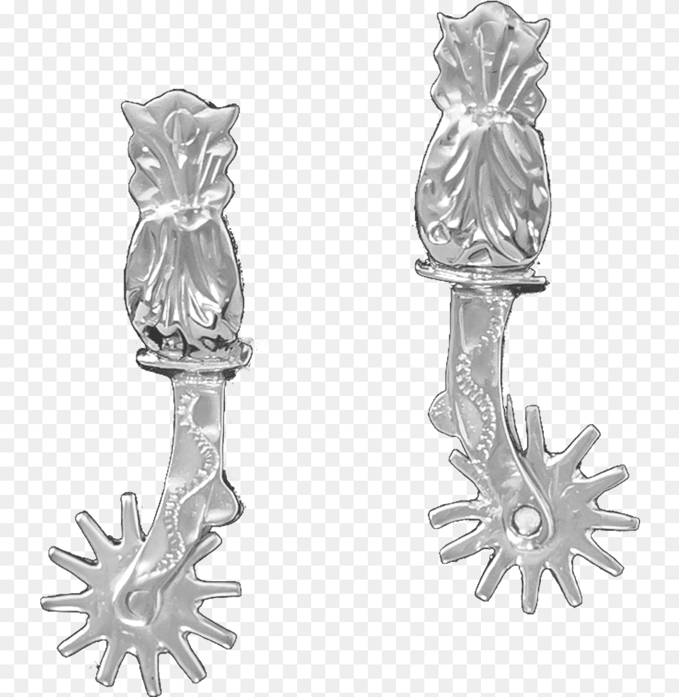 Sterling Silver Buckaroo Spurs Body Jewelry, Cutlery, Spoon, Candle, Fork Png Image