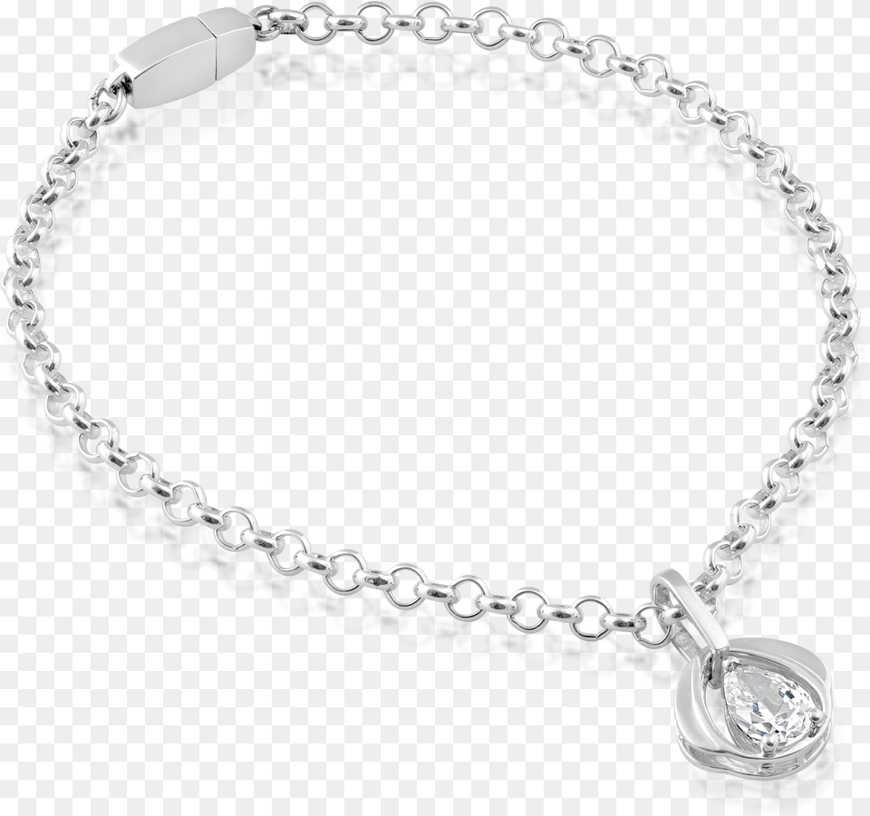 Sterling Silver Chain Bracelet With Blossom Pendant Bracelet, Accessories, Jewelry, Necklace Png Image