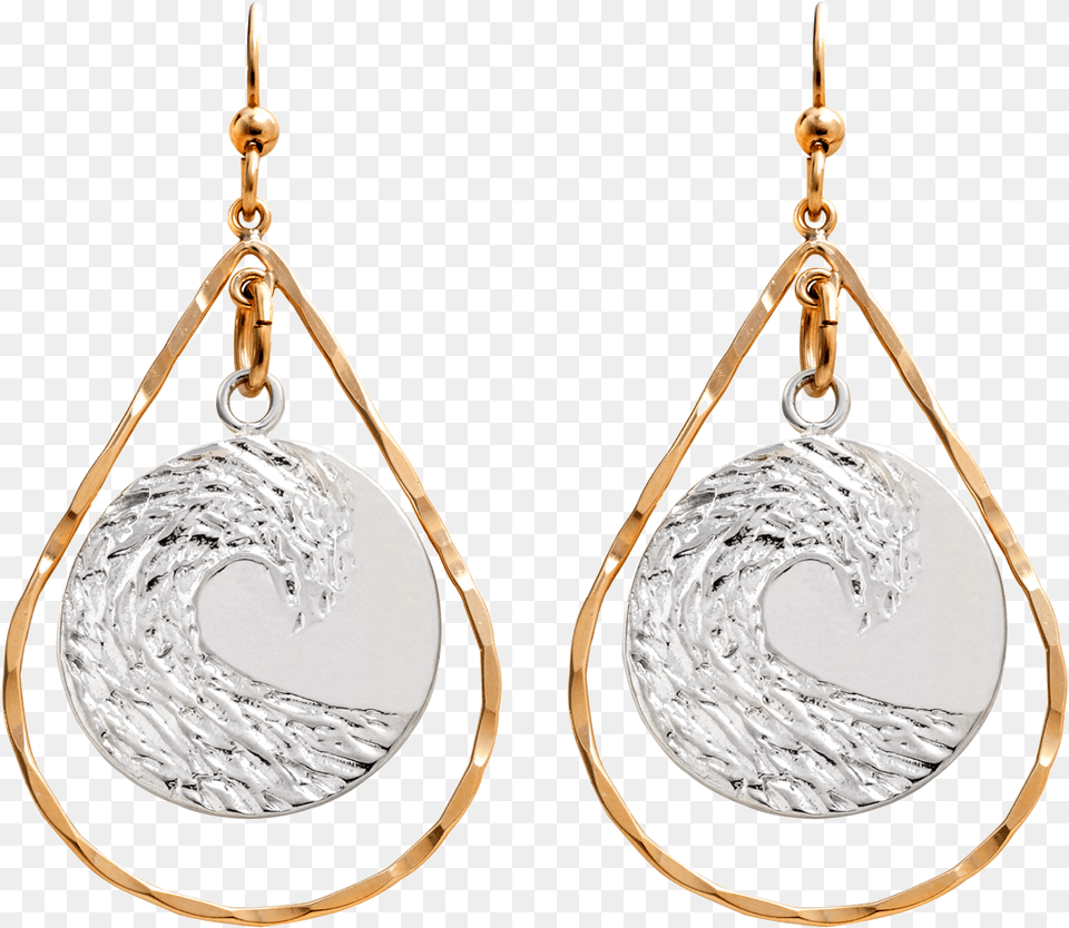 Sterling Silver Circle In 14k Gold Plated Tear Drop Earrings, Accessories, Earring, Jewelry, Locket Png