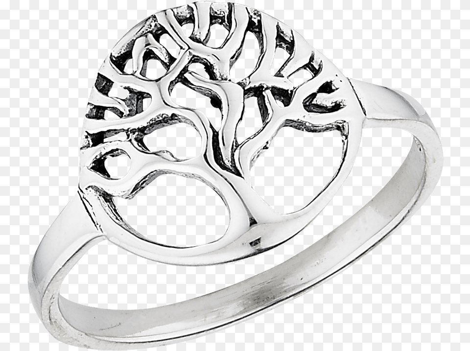 Sterling Silver Circle Tree Ring Pre Engagement Ring, Accessories, Jewelry Png Image