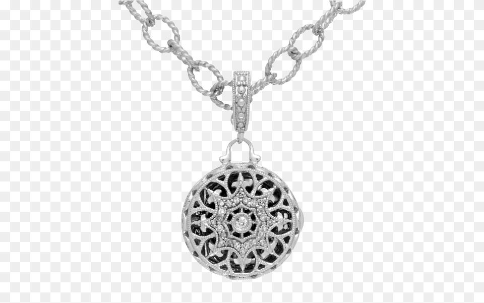 Sterling Silver Diamond Antique Locket Quarter Size, Accessories, Jewelry, Necklace, Pendant Png Image