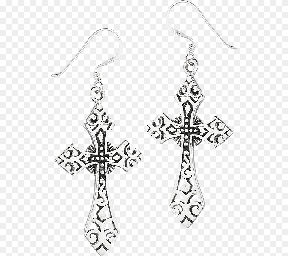 Sterling Silver Filigree Cross Earrings, Accessories, Earring, Jewelry, Symbol Free Png