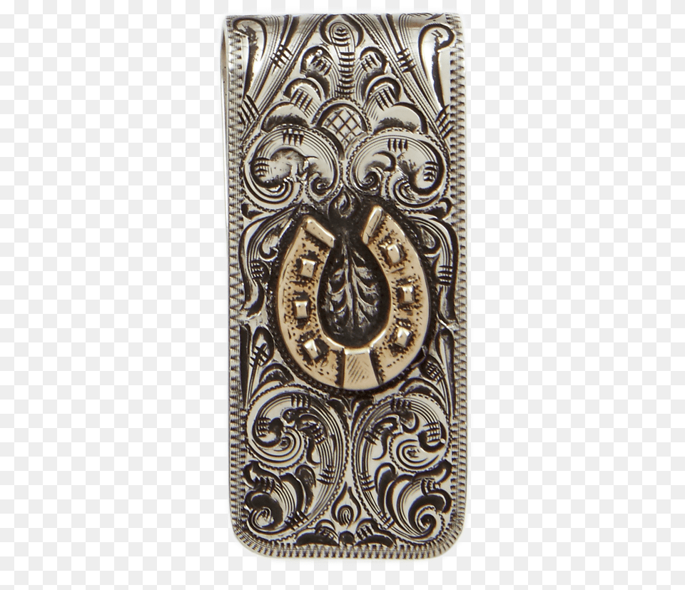 Sterling Silver Large Money Clip With 14 K Gold Horseshoe Carving, Accessories, Emblem, Symbol, Buckle Free Transparent Png