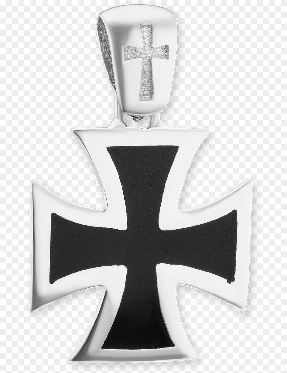 Sterling Silver Maltese Cross With Black Enamel Locket, Symbol Free Png