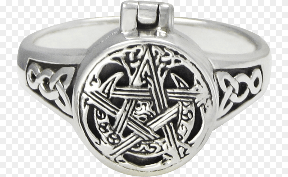 Sterling Silver Moon Pentacle Poison Ring Bracelet, Accessories, Jewelry, Machine, Wheel Free Png Download