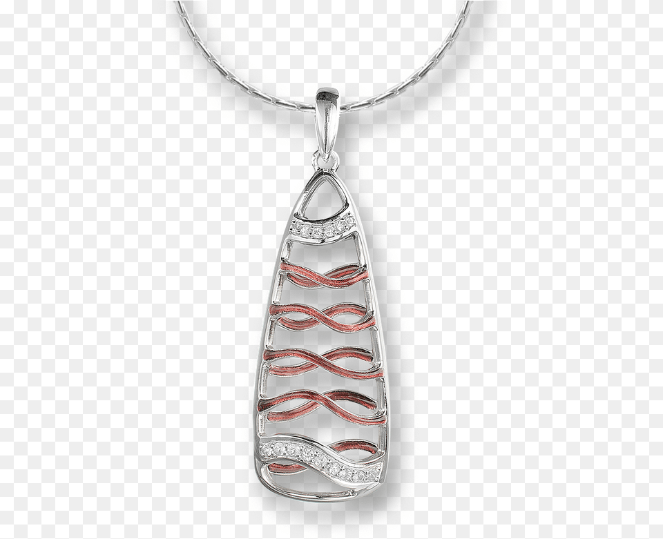 Sterling Silver Red Wave Necklace With White Sapphires, Accessories, Jewelry, Pendant, Locket Free Png