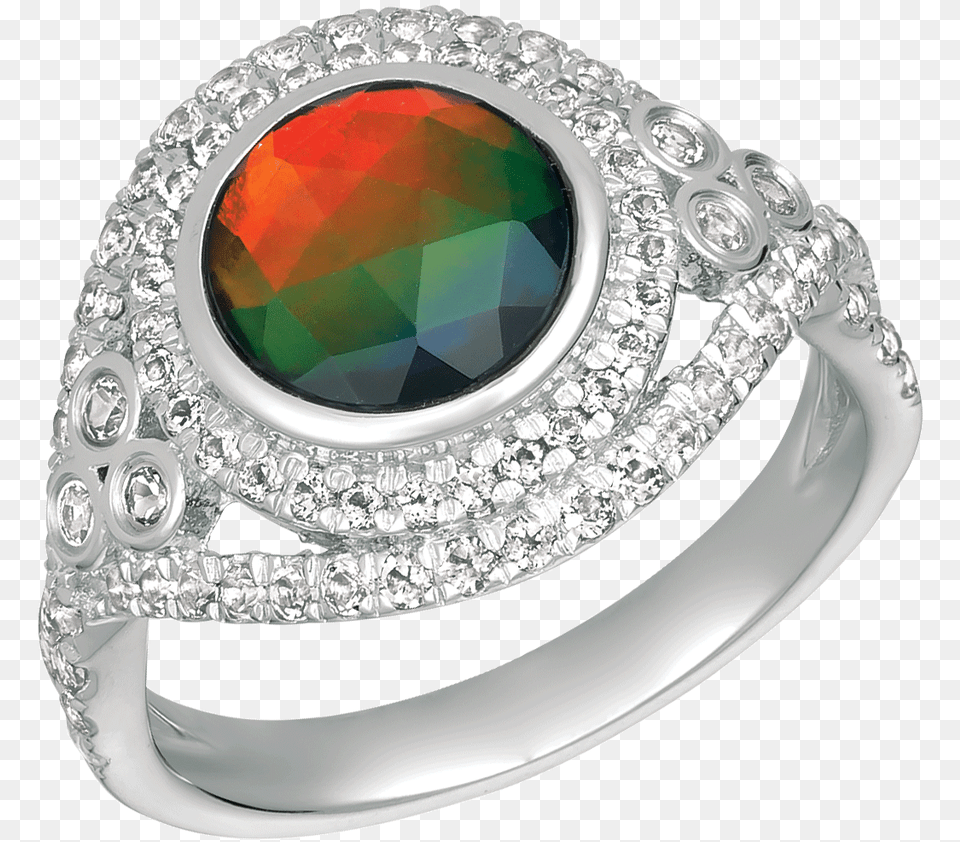 Sterling Silver Round Halo Topaz Ivana Ring By Opal, Accessories, Gemstone, Jewelry, Ornament Png