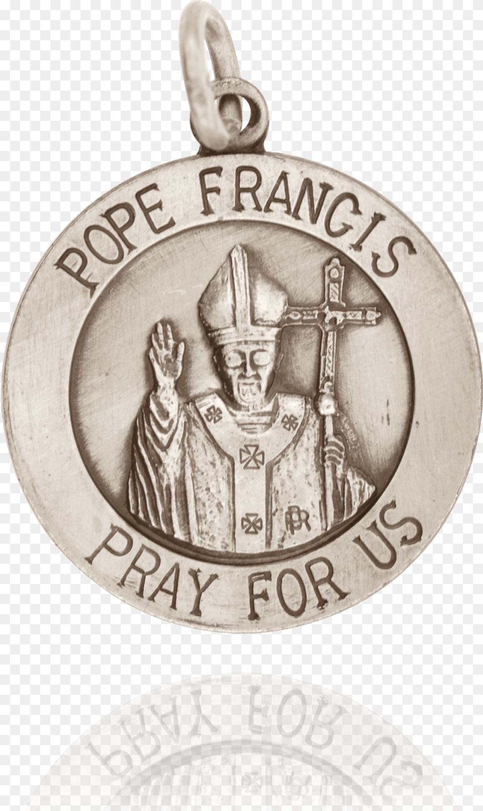 Sterling Silver Round Pope Francis Medallion Pendant, Accessories, Wedding, Person, Woman Png Image