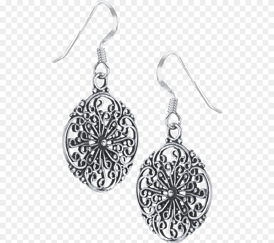 Sterling Silver Scrollwork Flower Earrings Earrings, Accessories, Earring, Jewelry Free Png