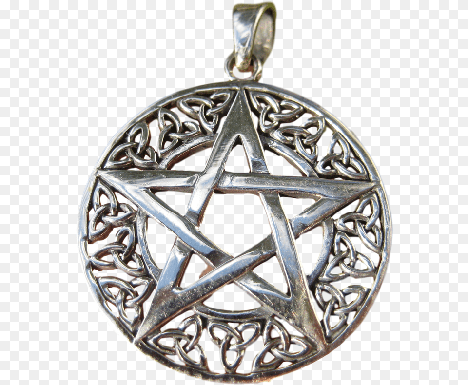 Sterling Silver Wicca Pentagram Pendant Necklace Magic A43 Solid, Accessories, Machine, Wheel Png