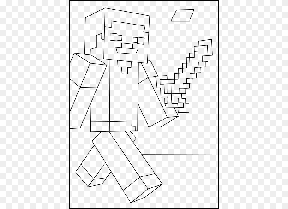 Steve Coloring Book Minecraft, Gray Png Image