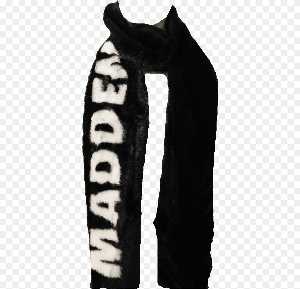 Steve Madden Fuzzy Logo Long Muffler Scarf Black One Size Scarf, Clothing, Coat, Stole Free Png