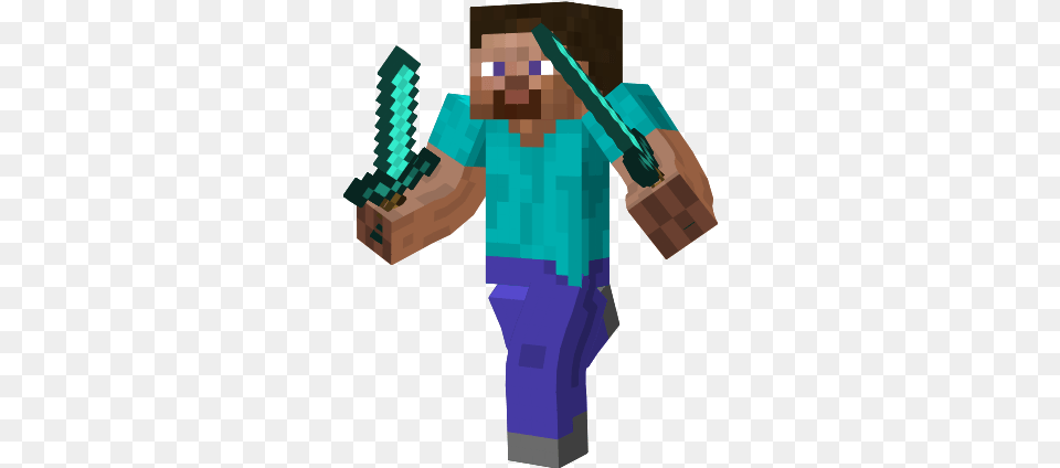 Steve Minecraft With Diamond Sword, Cleaning, Person, Cross, Symbol Png