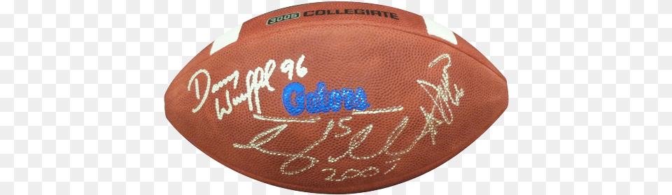 Steve Spurrier Danny Wuerffel And Tim Tebow Autographed American Football, American Football, American Football (ball), Ball, Sport Png Image
