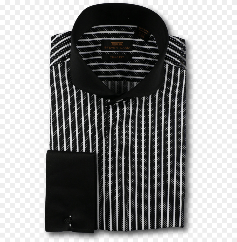 Steven Land Mens Black White Stripe Design Black Collar Pocket, Clothing, Dress Shirt, Shirt, Coat Free Transparent Png