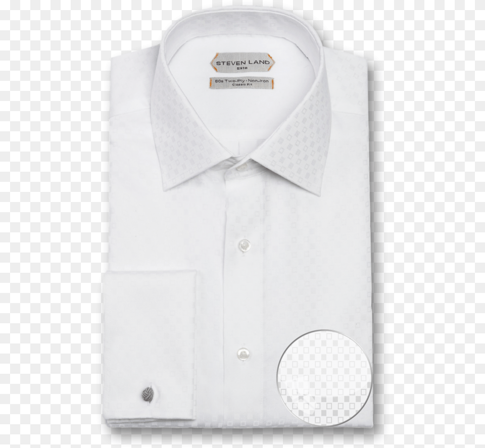 Steven Land Mens White Button Cuff Sport Size Formal Wear, Clothing, Dress Shirt, Shirt Png Image