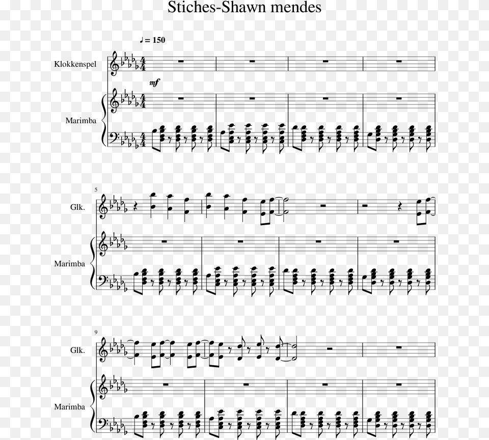 Stiches Shawn Mendes Sheet Music 1 Of 6 Pages Sheet Music, Gray Free Transparent Png