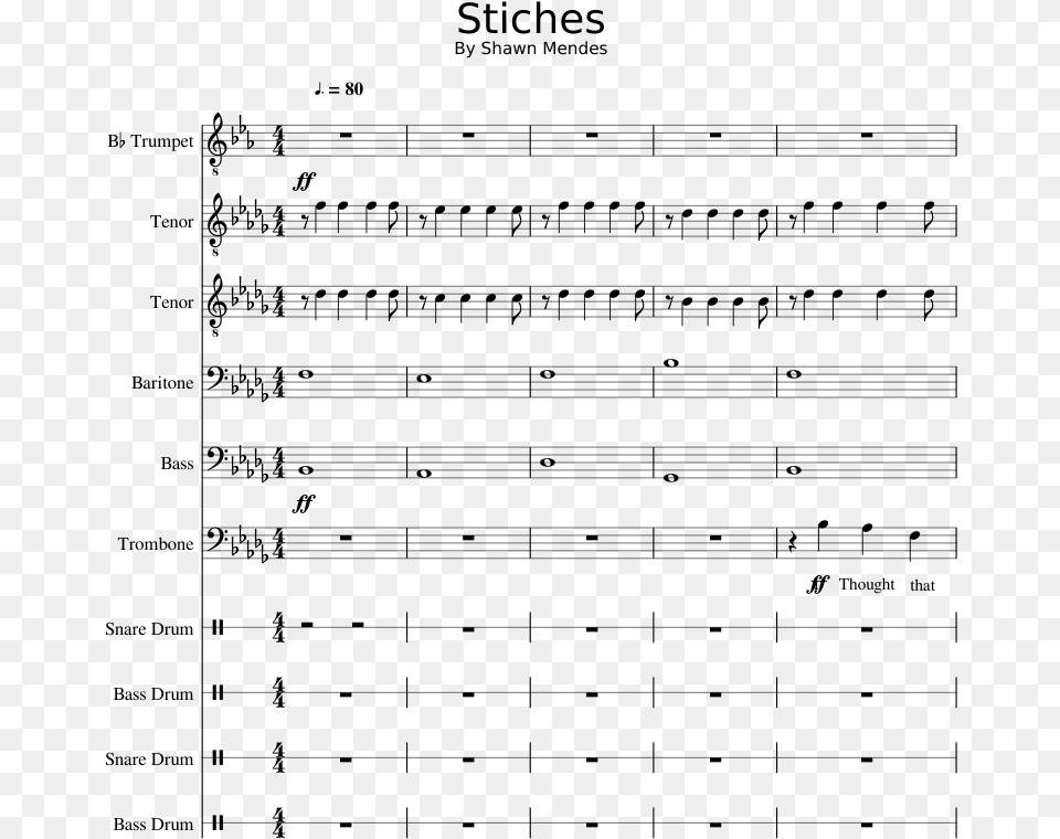Stiches Sheet Music 1 Of 31 Pages Trombone Sheet Music Shape Of You, Gray Free Transparent Png