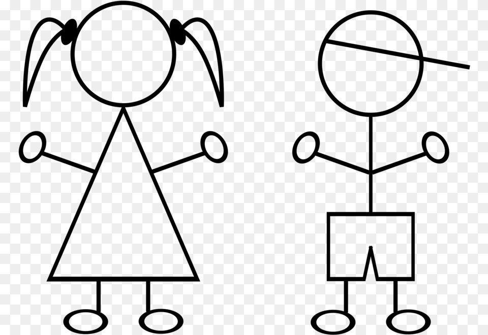 Stick Figure Drawing Child Female Girl Kids Clip Art, Gray Free Transparent Png