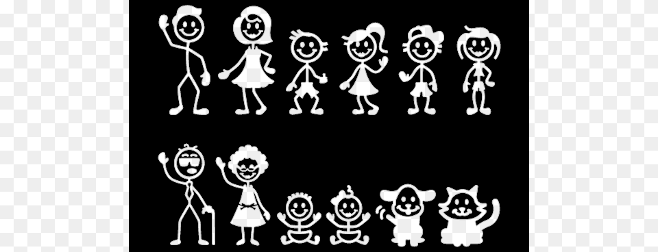 Stick Figure Family Big Family Stick Figures, Stencil, Art, Baby, Drawing Free Png Download