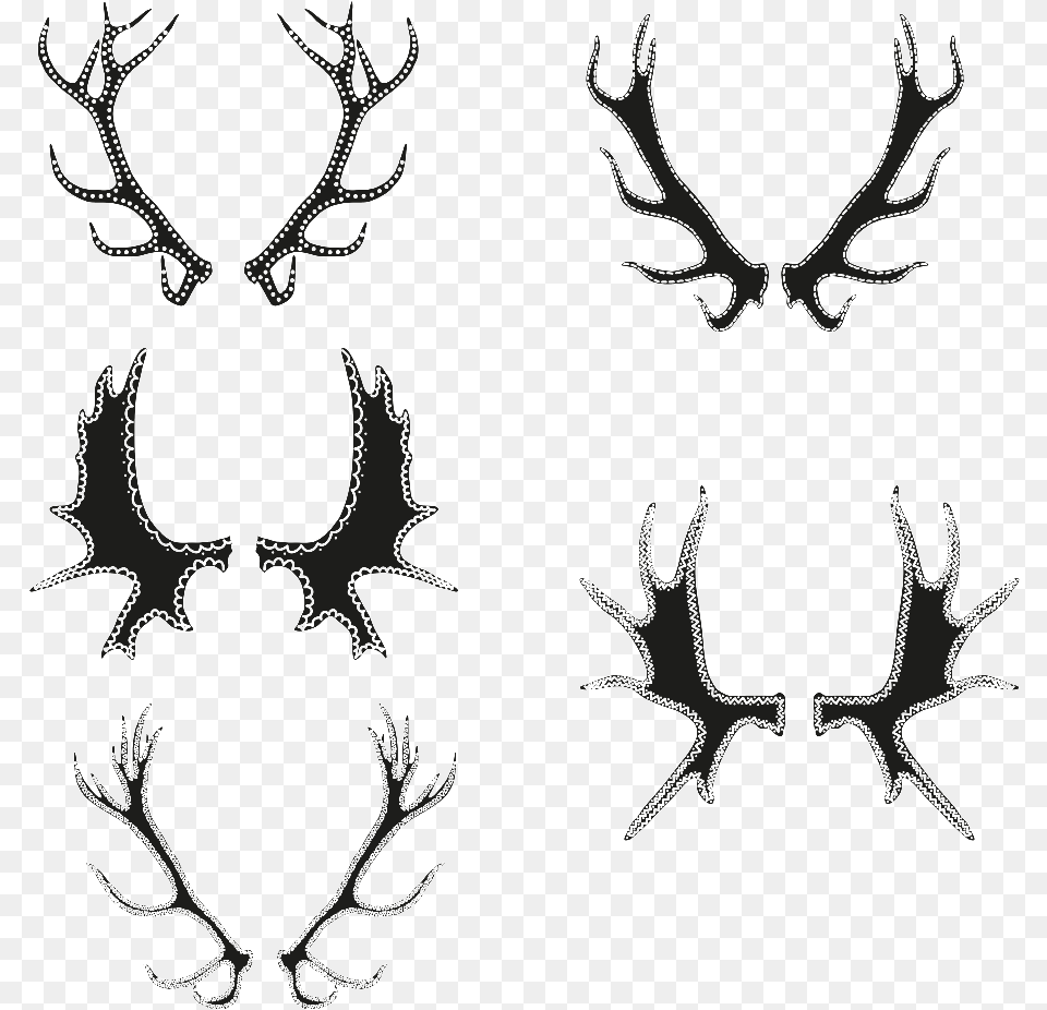 Stick Figure Hand Drawn Antler Transparent Black Silhouette White Antlers Cartoon Free Png