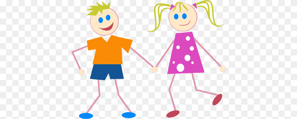 Stick Figure Kids In Colorful Clothes Vector Image, Person, Walking, Baby, Face Free Transparent Png
