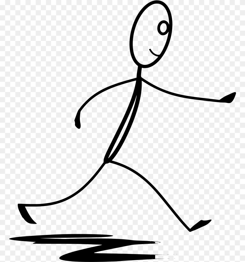 Stick Figure Running Stick Figure, Gray Free Transparent Png