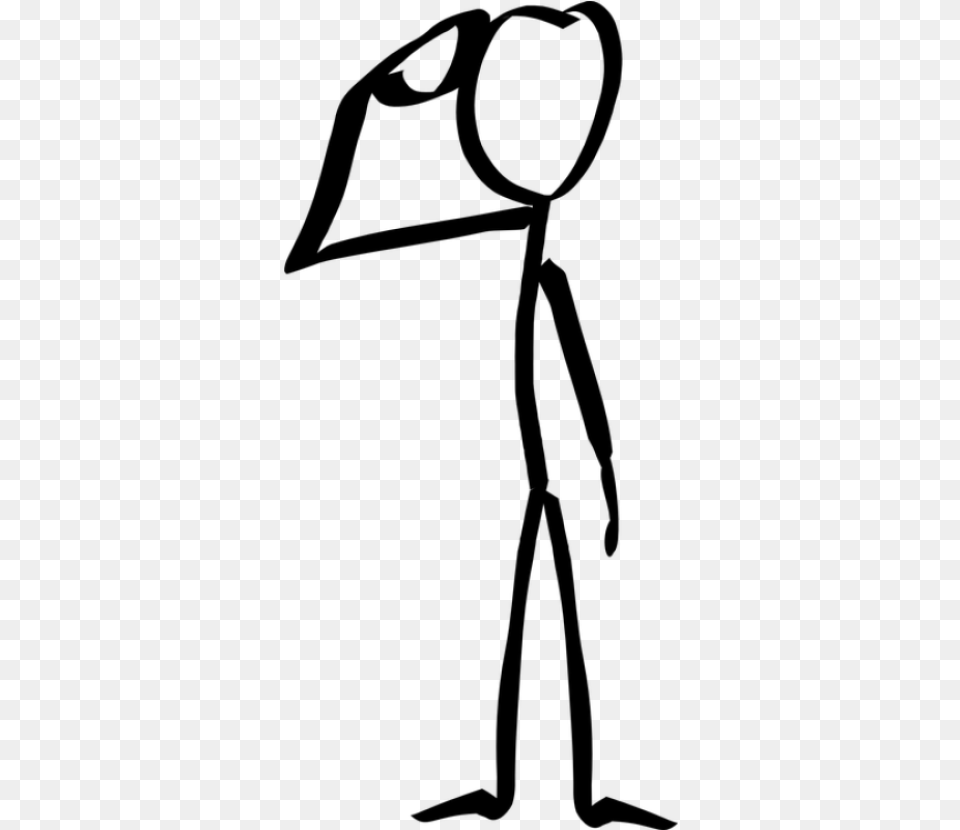 Stick Figure Thinking, Gray Free Png Download