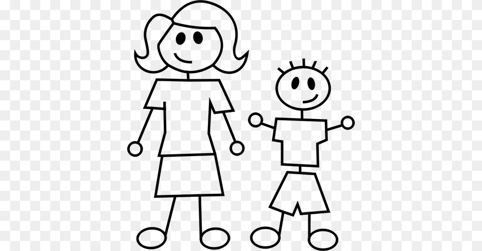 Stick Figures Of Mum And Kid, Gray Free Png