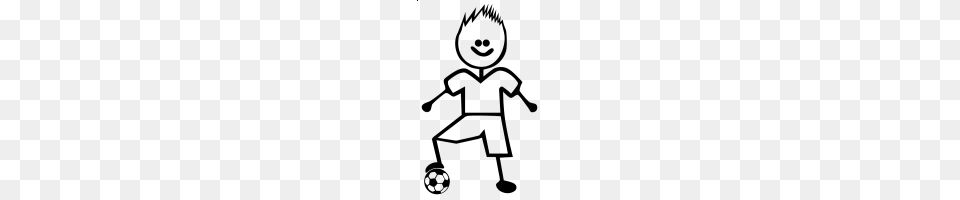 Stick Soccer Kid Decal, Gray Free Png Download