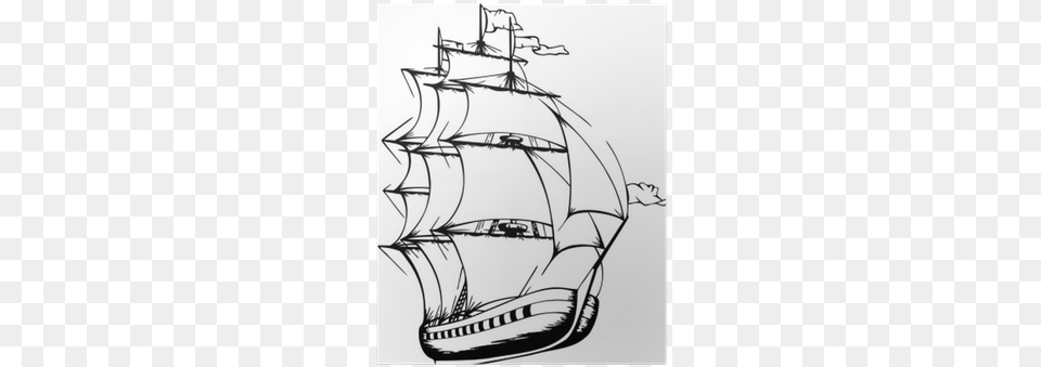 Stickalz Llc Sail Ship Boat Vinyl Wall Art Decal Sticker, Drawing, Sailboat, Transportation, Vehicle Png Image