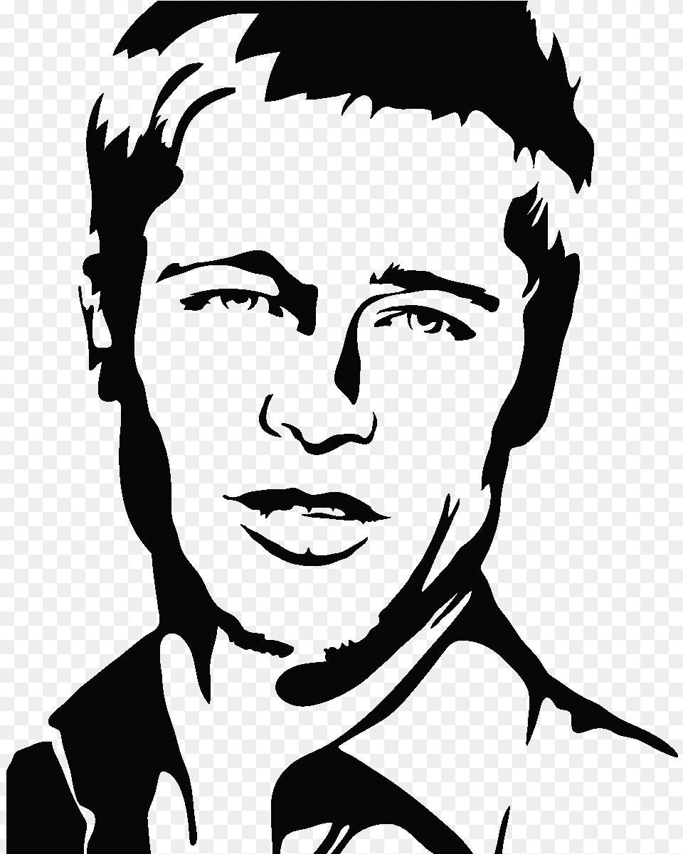 Sticker Brad Pitt Stickers Brad Pitt, Stencil, Art, Drawing, Face Free Png Download