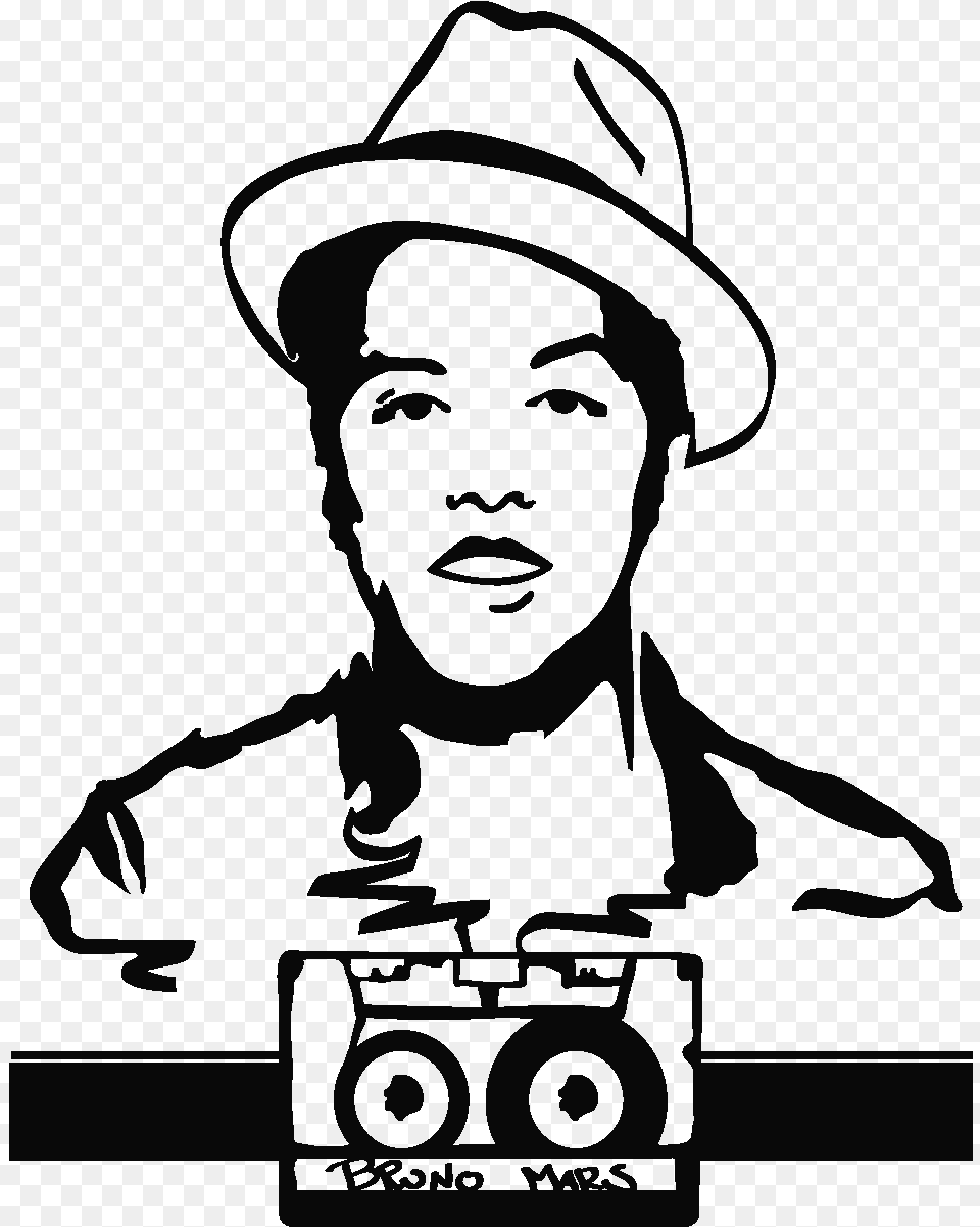 Sticker Bruno Mars Bruno Mars, Photography, Stencil, Person, Clothing Png Image