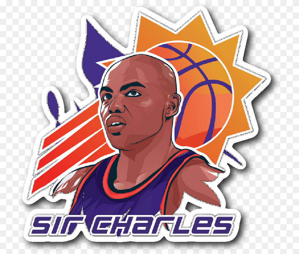 Sticker Charles Quotsir Charlesquot Barkley Vinyl Sticker Charles Barkley Clip Art, Logo, Face, Head, Person Free Transparent Png