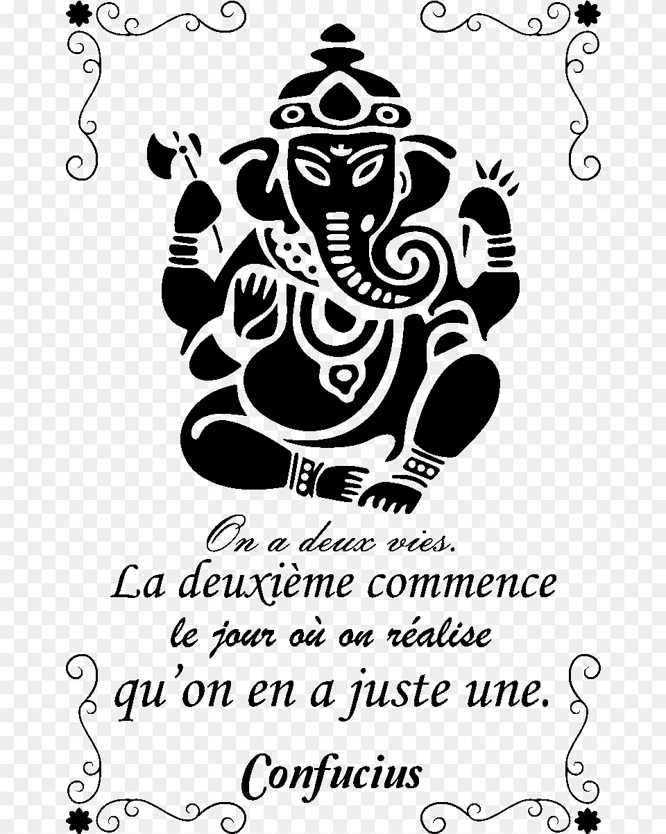 Sticker Citation On A Deux Vies Confucius Ambiance Ganesha Symbolism, Gray Free Png Download