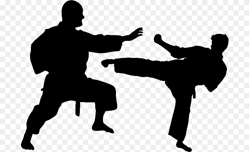 Sticker Combat De Karate Pour Pc Ambiance Sticker Kc3973 Karate Side Kick Silhouette, Gray Free Png