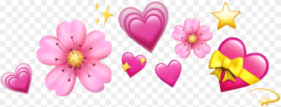Sticker Crown Emoji Emoticon Pink Whatsapp Heart Flower Heart Emoji Crown, Petal, Plant Png